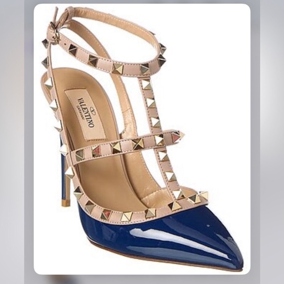Valentino Rockdtud Blue Patent Leather pointed toe pumps Heels MK main image 3